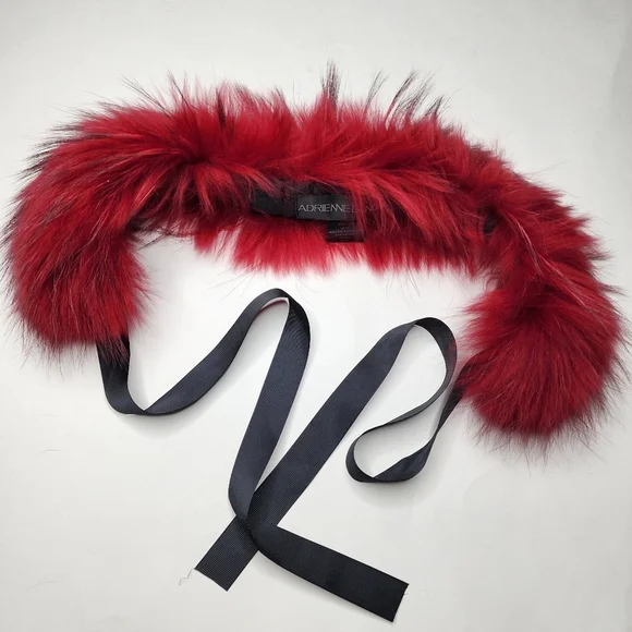 Adrienne Landau Red Fur Collar Asiatic Racoon - Picture 1 of 3